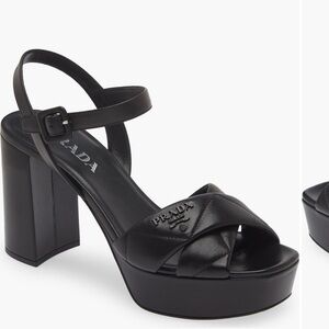 Prada quilted Diagram criss cross platform sandal